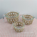 Premium Glass Cup Island Raffia-Wrapped Measuring Cups